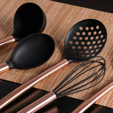 Batedor de Ovos Nylon Preto com Cabo de Aço Inox Rose Gold - 26,5cm - Ela Decora